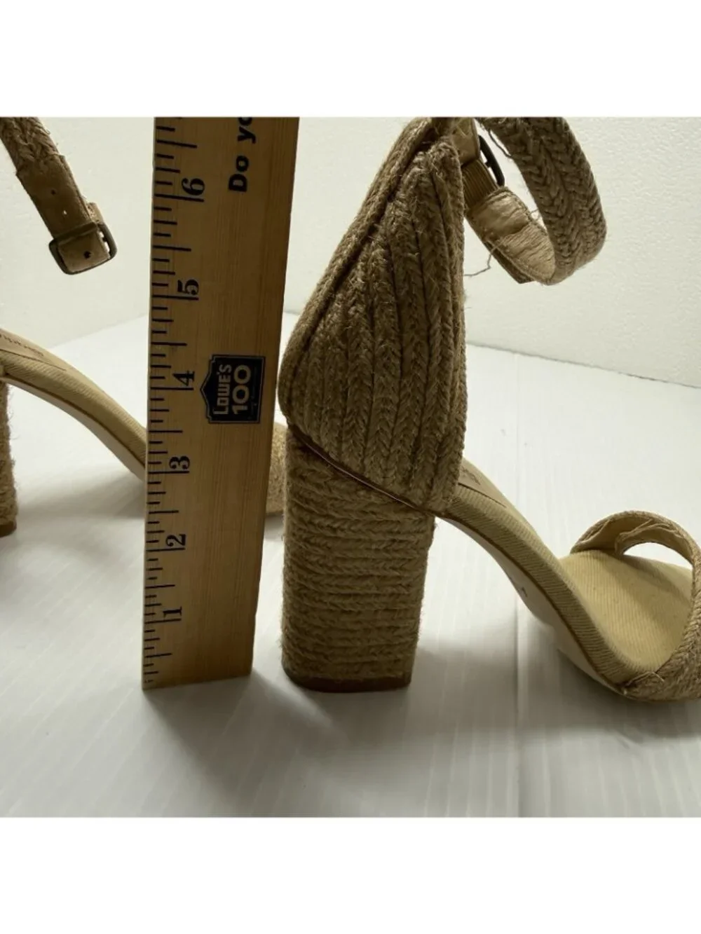 Jeffrey Campbell Espadrille Ankle Strap Sandals 7 Tan Beige Jute Block Heel Boho